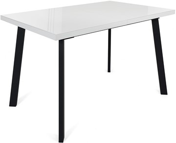 Кухонный стол раздвижной Сальвадор-2G (ноги черные, стекло cristal/белый цемент) в Омске