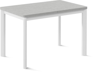 Кухонный стол раздвижной Токио-1L (ноги металлические белые, светлый цемент) в Омске