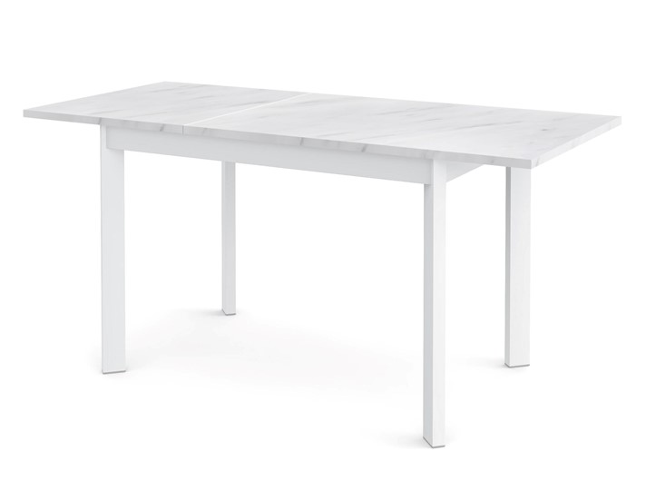 Кухонный стол раскладной Dikline L110 Мрамор белый/ножки белые в Омске - изображение 1