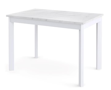 Кухонный стол раскладной Dikline L110 Мрамор белый/ножки белые в Омске - предосмотр
