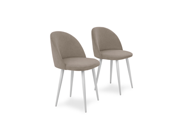 Комплект из 2-х  мягких стульев для кухни Лайт бежевый белые ножки в Омске