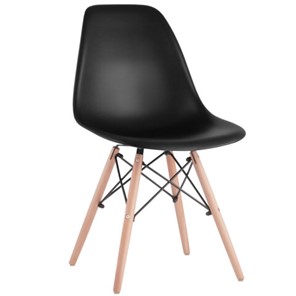 Комплект стульев 4 шт. BRABIX "Eames CF-010", пластик черный, опоры дерево/металл, 532631, 2033A в Омске