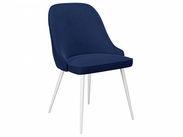 Обеденный стул 256, микровелюр К17 синий, ножки белые в Омске
