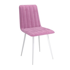 Обеденный стул Тахо, велюр тенерифе розовый/Цвет металл белый в Омске
