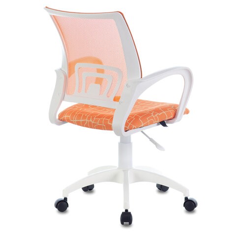 Кресло компьютерное Brabix Fly MG-396W (с подлокотниками, пластик белый, сетка, оранжевое с рисунком "Giraffe") 532402 в Омске - изображение 1