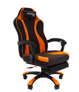Кресло игровое CHAIRMAN GAME 35 с выдвижной подставкой для ног Ткань черная / Ткань оранжевая в Омске