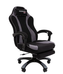 Кресло игровое CHAIRMAN GAME 35 с выдвижной подставкой для ног Ткань черная / Ткань св.серая в Омске