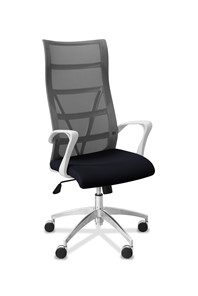 Кресло в офис Топ X белый каркас, сетка/ткань TW / серая/черная в Омске