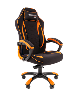 Кресло игровое CHAIRMAN GAME 28 Полиэстер комбинированная ткань оранжевый/черный в Омске