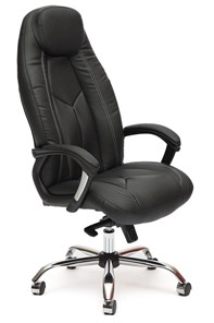 Кресло офисное BOSS Lux, кож/зам, черный/черный перфорированный, арт.9160 в Омске