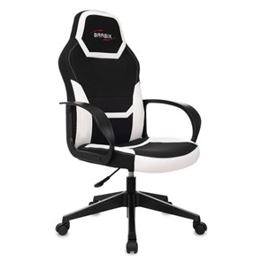 Кресло офисное BRABIX "Alpha GM-018", ткань/экокожа, черное/белое, 532640, GM-018_532640 в Омске