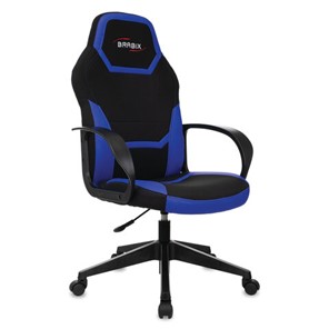 Кресло офисное BRABIX "Alpha GM-018", ткань/экокожа, черное/синее, 532638, GM-018_532638 в Омске