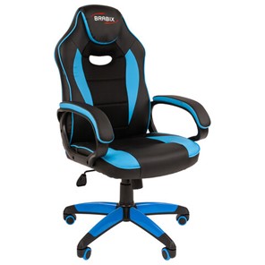 Кресло офисное BRABIX "Blaze GM-162", TW/экокожа, черное/голубое, 532578, 7083506 в Омске