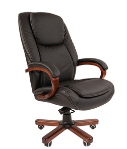 Офисное кресло CHAIRMAN 408 кожа черная в Омске - предосмотр