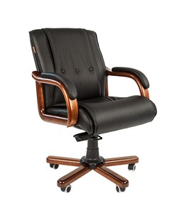 Кресло офисное CHAIRMAN 653M кожа черная в Омске - предосмотр