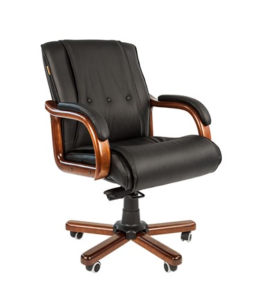 Кресло офисное CHAIRMAN 653M кожа черная в Омске - изображение