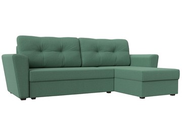 Угловой диван с оттоманкой Амстердам Лайт, Амур зеленый (рогожка) в Омске