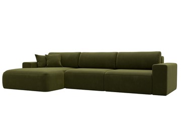 Угловой диван Лига-036 Классик лонг, Зеленый (Микровельвет) в Омске