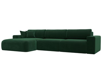 Угловой диван Лига-036 Классик лонг, Зеленый (велюр) в Омске