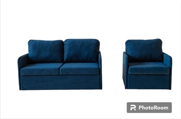 Мебельный набор Амира синий диван + кресло в Омске