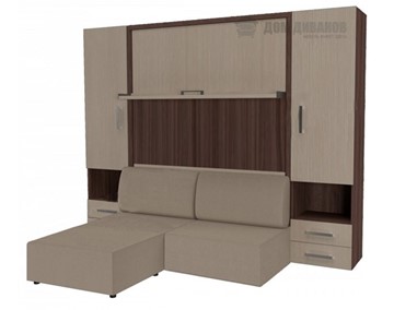 Кровать-шкаф трансформер Кровать-трансформер Smart (ШЛ+КД 1600+ШП+Пуф), 2 шкафа, без подлокотников в Омске