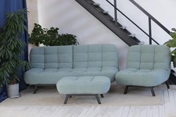 Комплект мебели Абри цвет мята кресло + диван + пуф опора металл в Омске
