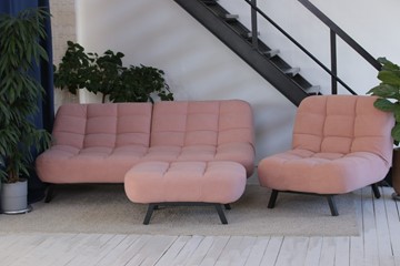 Комплект мебели Абри розовый кресло + диван + пуф опора металл в Омске
