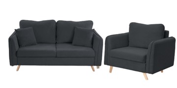 Комплект мебели Бертон графит диван+ кресло в Омске