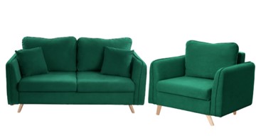 Комплект мебели Бертон изумрудный диван+ кресло в Омске