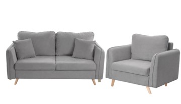 Комплект мебели Бертон серый диван+ кресло в Омске