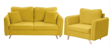 Комплект мебели Бертон желтый диван+ кресло в Омске