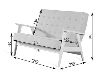 Прямой диван Ретро, двухместный (беленый дуб / RS 29 - бирюзовый) в Омске - предосмотр 3