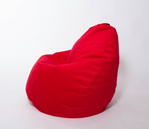 Кресло-мешок Груша большое, велюр однотон, красное в Омске - изображение 1