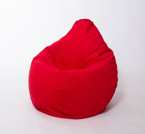 Кресло-мешок Груша большое, велюр однотон, красное в Омске - изображение