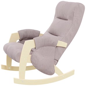 Кресло-качалка ЭЛИТ с карманами Джанни (каркас дуб, сиденье серо-розовое) в Омске