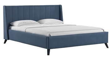 Кровать с механизмом двуспальная Мелисса 160,арт. Тори 83 велюр (серо-синий) + кроватное дно в Омске