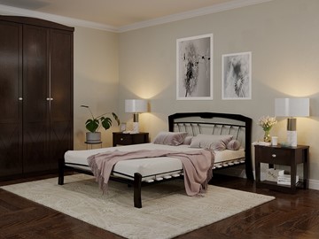 Кровать спальная Муза 4 Лайт, 1600, черный/шоколад в Омске