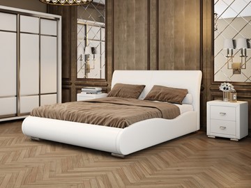 Двуспальная кровать Corso-8 Lite 160х200, Экокожа (Белый) в Омске