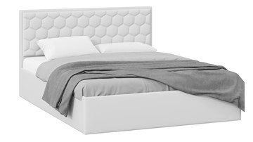 Кровать 2-х спальная с подъемным механизмом Порто (Экокожа белая Polo) без заглушины в Омске