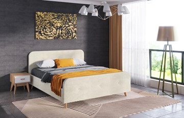 Кровать двуспальная Сиерра 1600 (с основанием) Торонто светло-бежевый в Омске - предосмотр 1