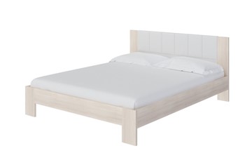 Спальная кровать Soft 1, 160х200, ЛДСП Дуб Шамони+экокожа (Дуб Шамони с белым) в Омске