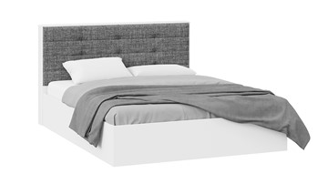 Кровать в спальню с подъемным механизмом Тесса (Белый Жемчуг/Рогожка серая) в Омске