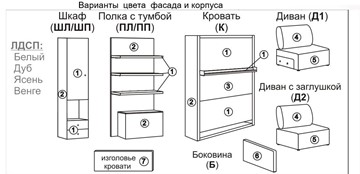 Кровать-трансформер Smart (ШЛ+К 1400), шкаф левый в Омске - предосмотр 2
