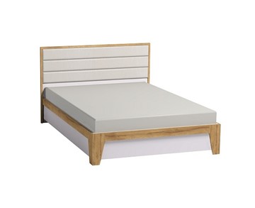 Полутороспальная кровать Айрис 308 1400 с гибкими ламелями дерево, Белый-Дуб золотистый в Омске