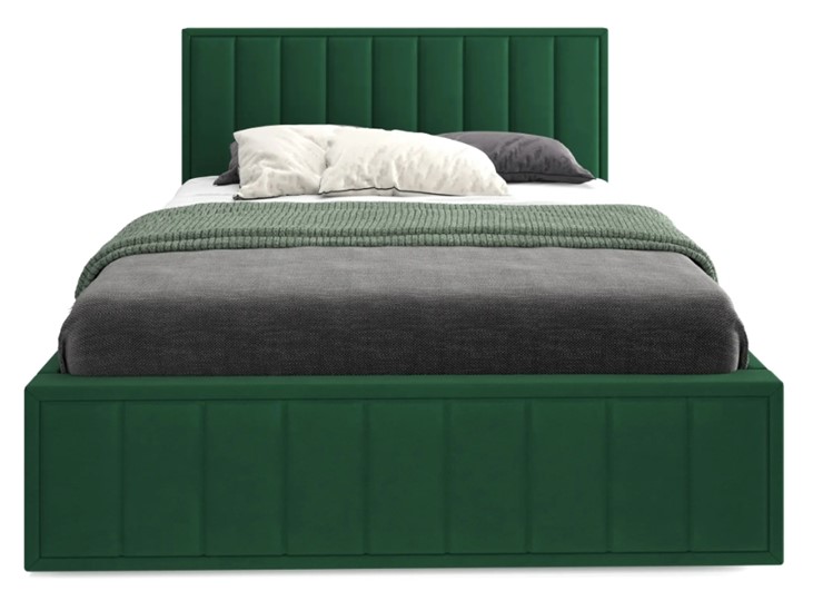 Кровать с основанием Вена 1400, Велюр Мора зеленый в Омске - изображение 1
