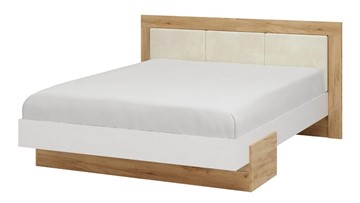 Спальная кровать Тоскана 1400 (Дуб крафт золотой/Белый поры глубокие) с основанием в Омске