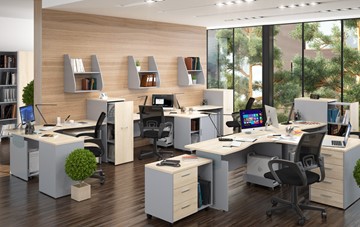 Мебель для персонала OFFIX-NEW для 4 сотрудников с двумя шкафами в Омске - предосмотр 1