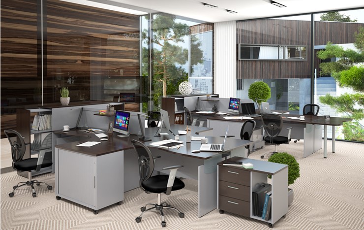 Офисный комплект мебели OFFIX-NEW для двух сотрудников и руководителя в Омске - изображение 1