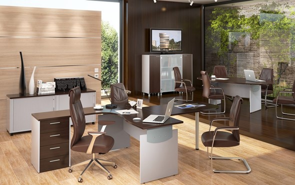 Офисный комплект мебели OFFIX-NEW для двух сотрудников и руководителя в Омске - изображение