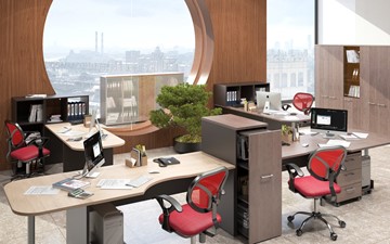 Комплект офисной мебели Xten, для двух сотрудников с тумбой в Омске